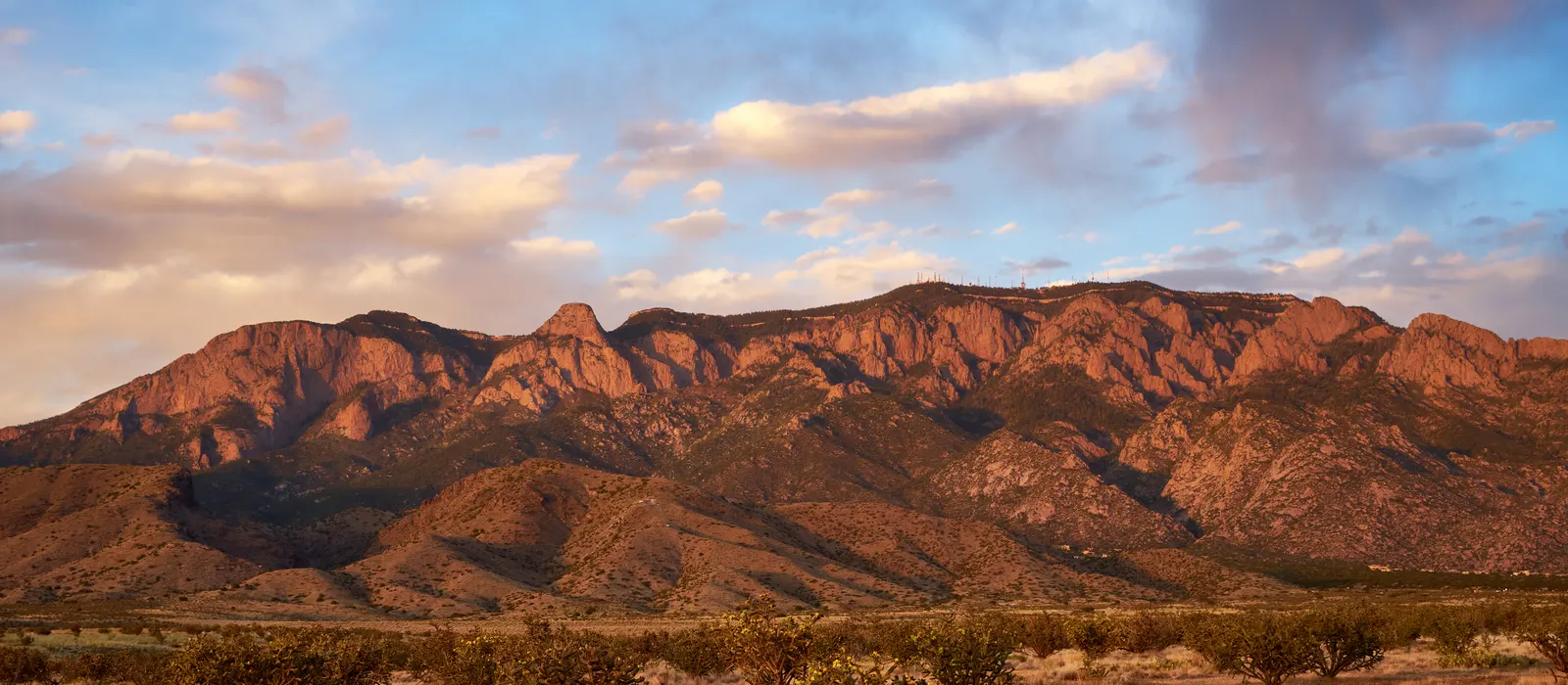 The Sandia Mountains at sunset on the east edge of Albuquerque