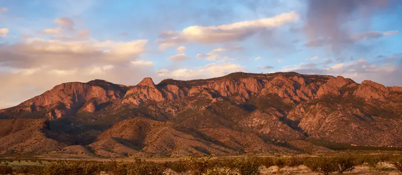 The Sandia Mountains at sunset on the east edge of Albuquerque